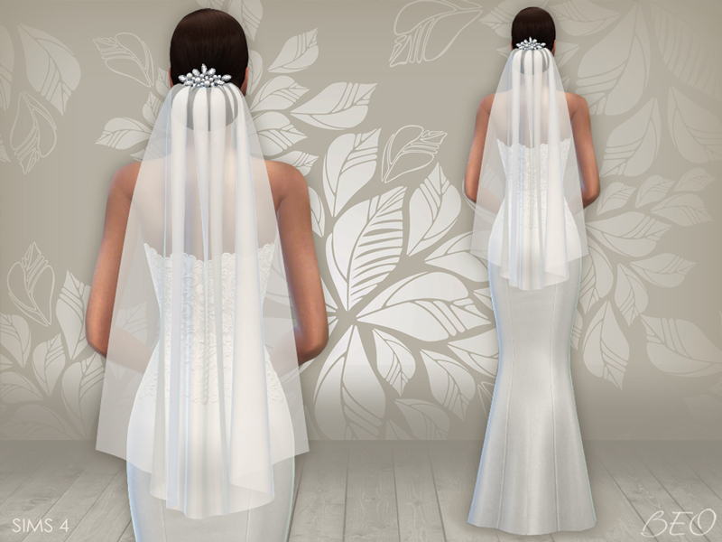 Wedding dress 02 and veil for The Sims 4 by BEO (2)